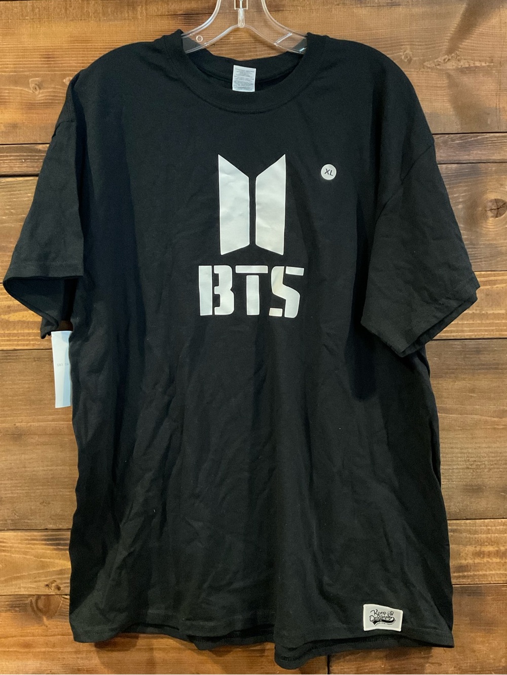 NWT BTS Logo Black Men's T-Shirt with RM 94 on back in XLARGE